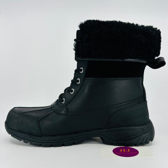 UGG Men\'s Butte Black Waterproof Leather Vibram Winter Snow Boots 5521 Size 9